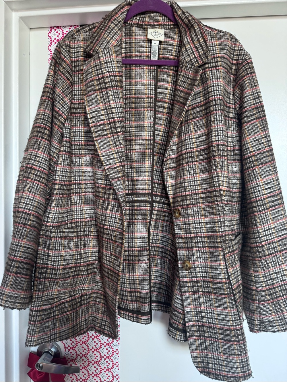 St. John's Bay Plaid Blazer in Multi and Black 2X